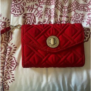 Tango Red Vera Bradley Clutch Wallet with Wrist Strap